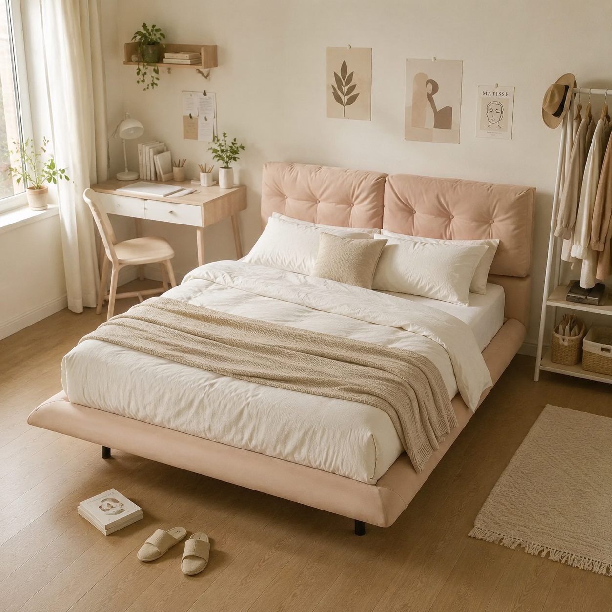 PU Leather Floating Platform Bed