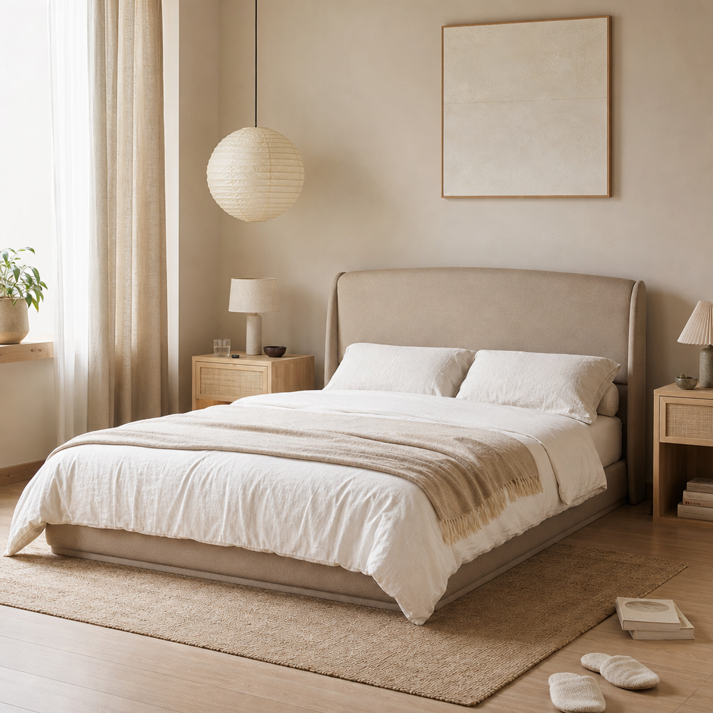 Linen Upholstered Platform Bed