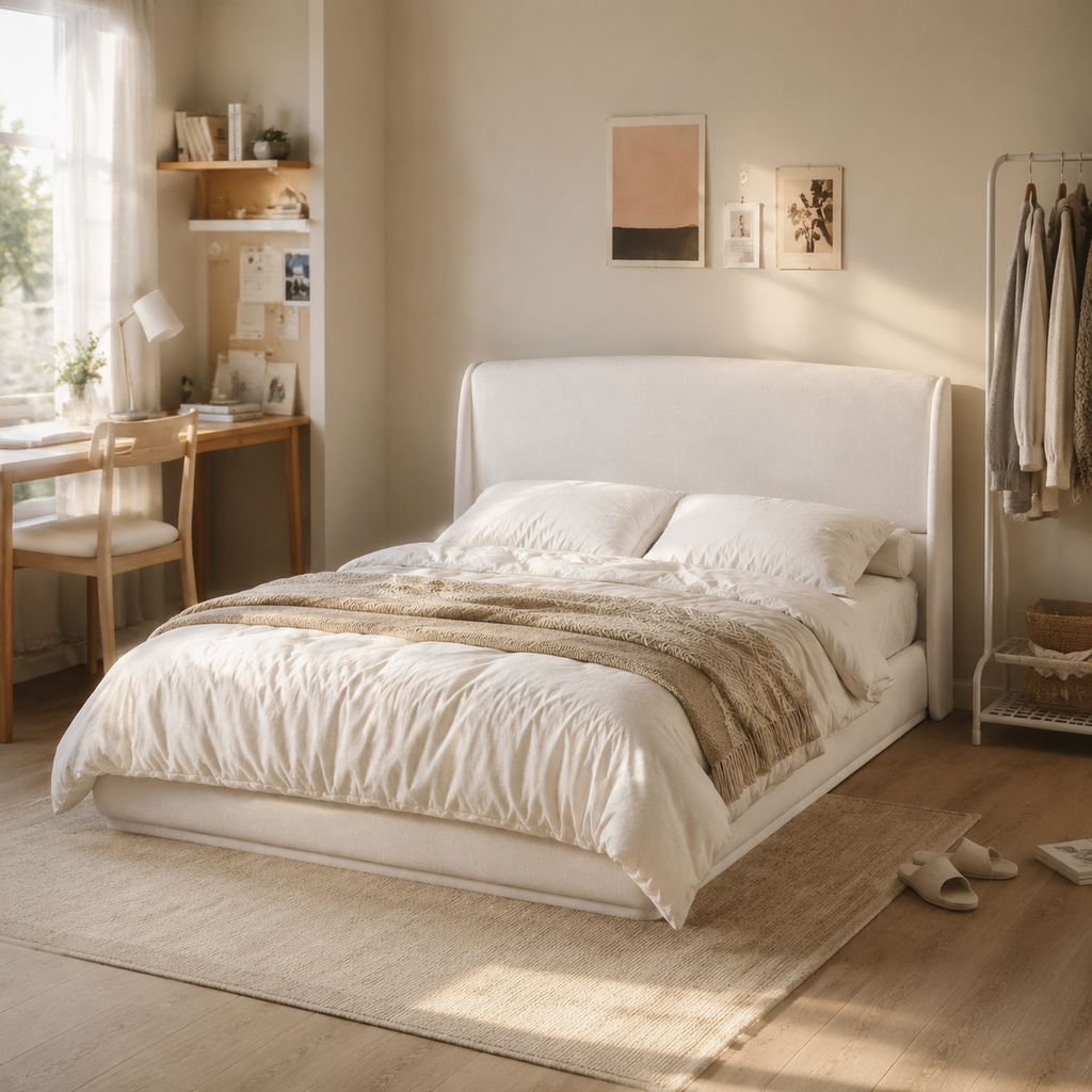 Linen Upholstered Platform Bed