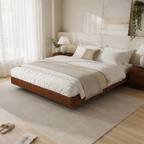 Oak King Floating Bed Frame with LED Lights