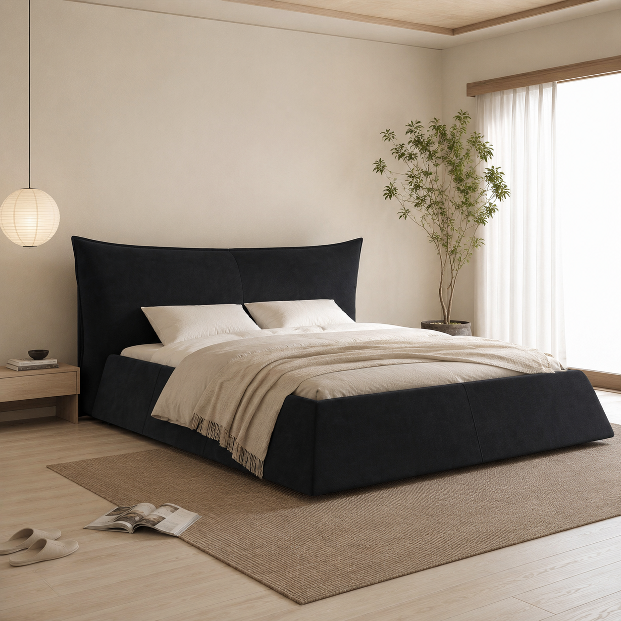 Velvet Upholstered Platform Bed