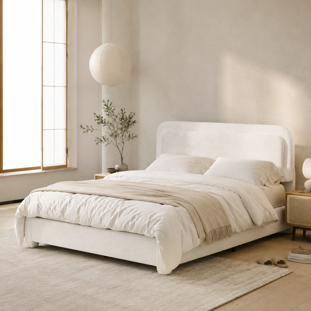 Boucle Platform Bed