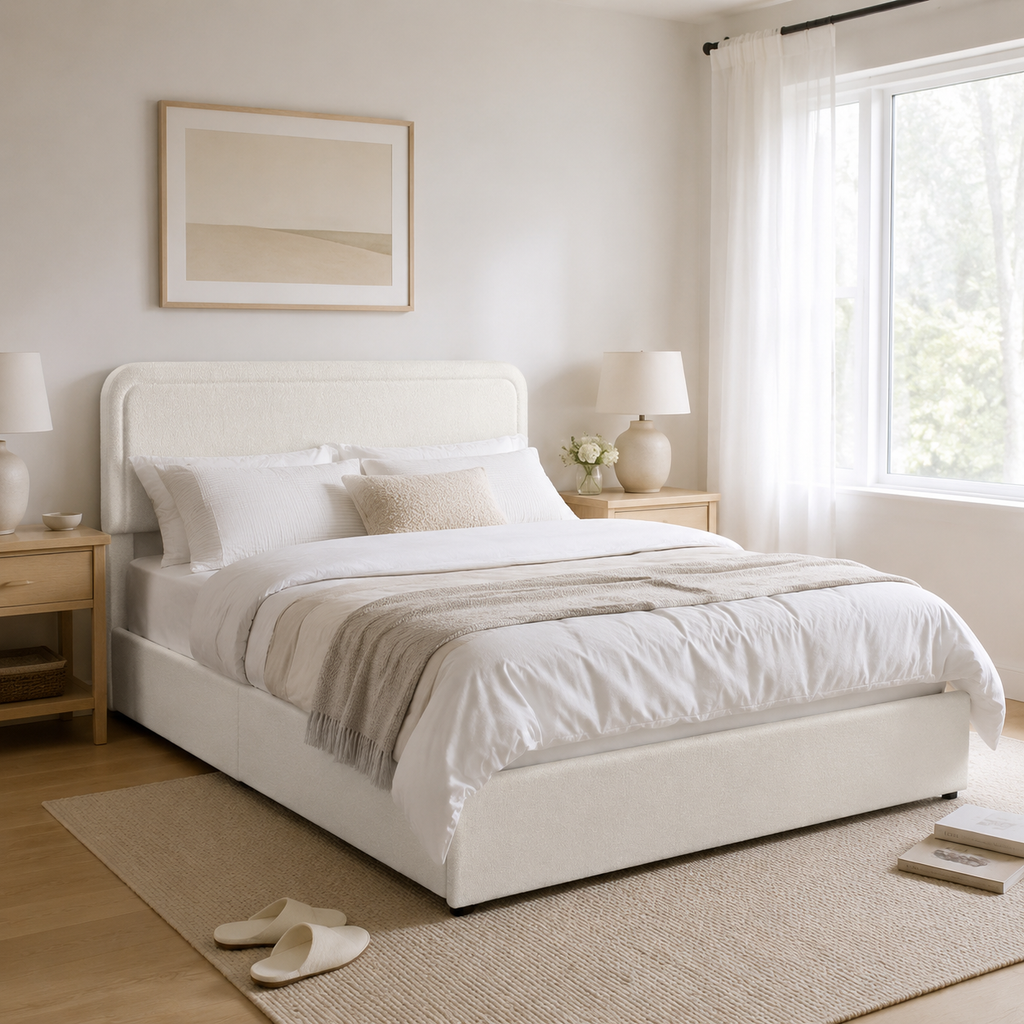 Platform Storage Bed with 4 Built-In Drawers