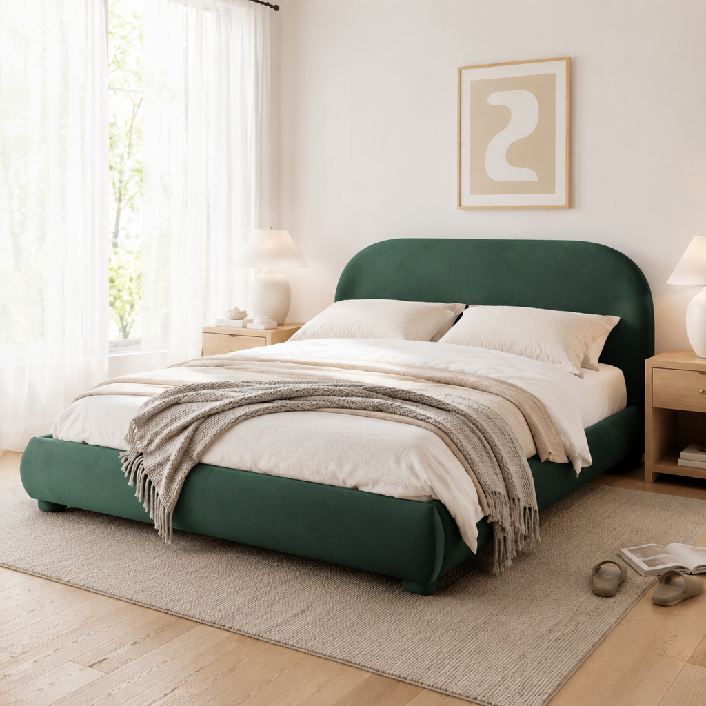 Boucle Upholstered Platform Bed