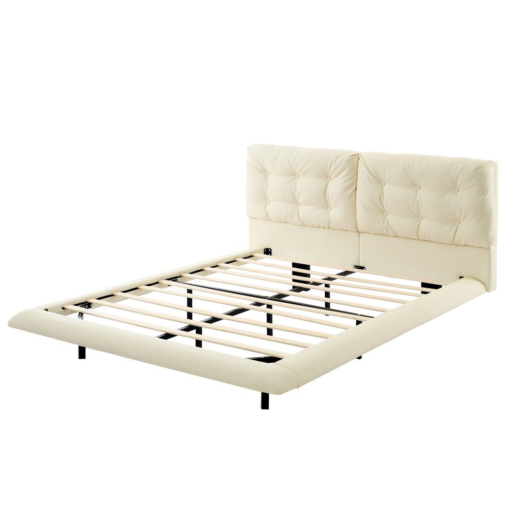 PU Leather Floating Platform Bed