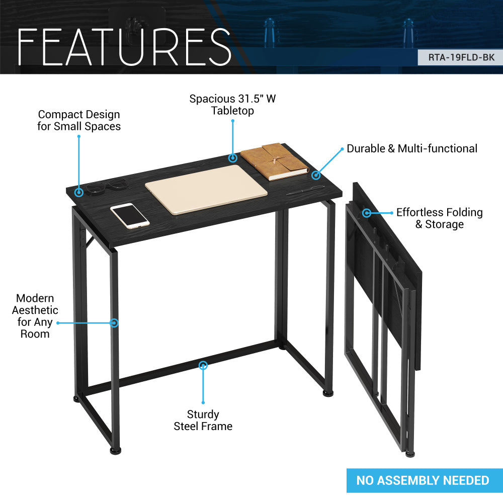 Techni Mobili 31.5" Wide Folding Desk for Small