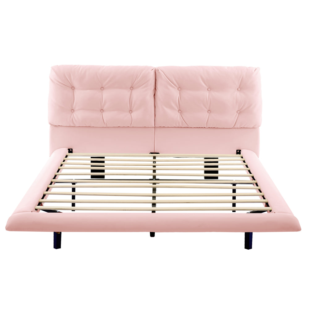 PU Leather Floating Platform Bed