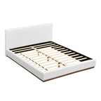 White Boucle Upholstered Platform Bed