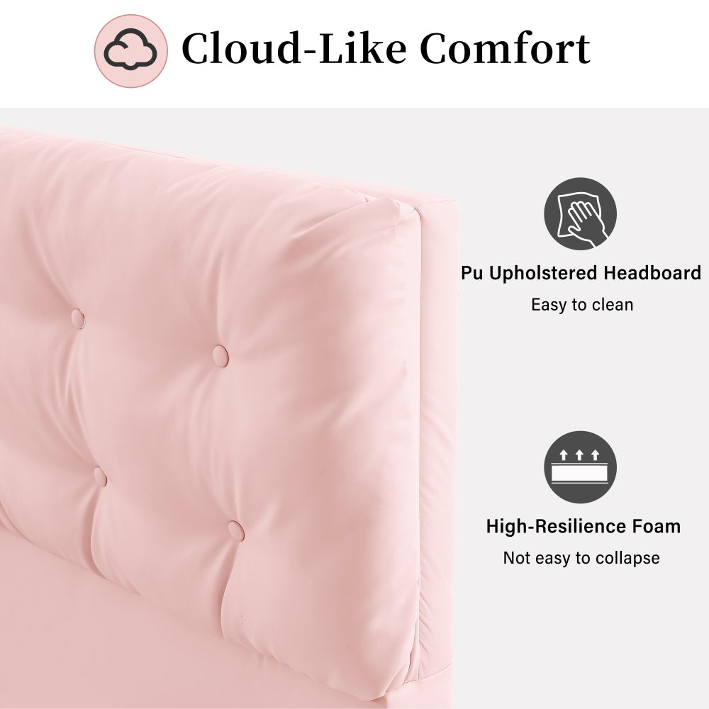 PU Leather Floating Platform Bed