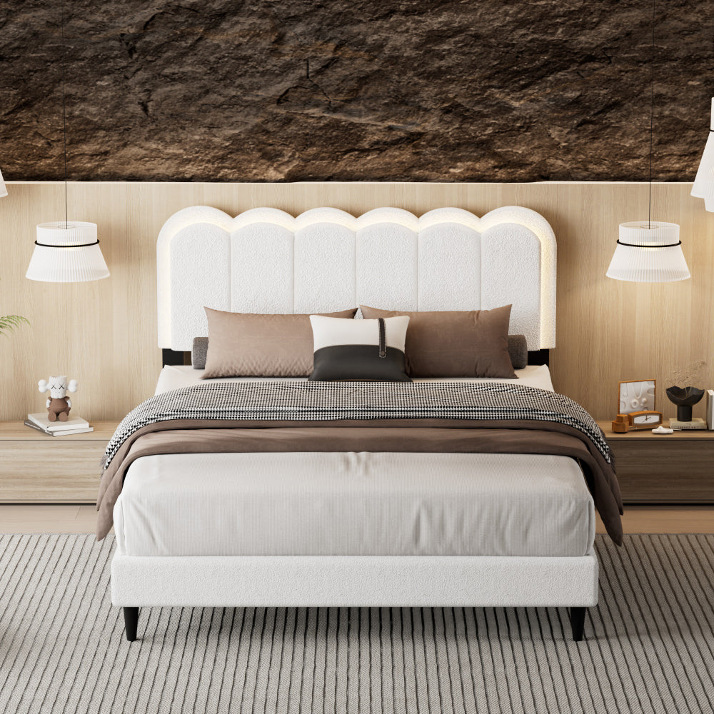 Boucle Platform Bed