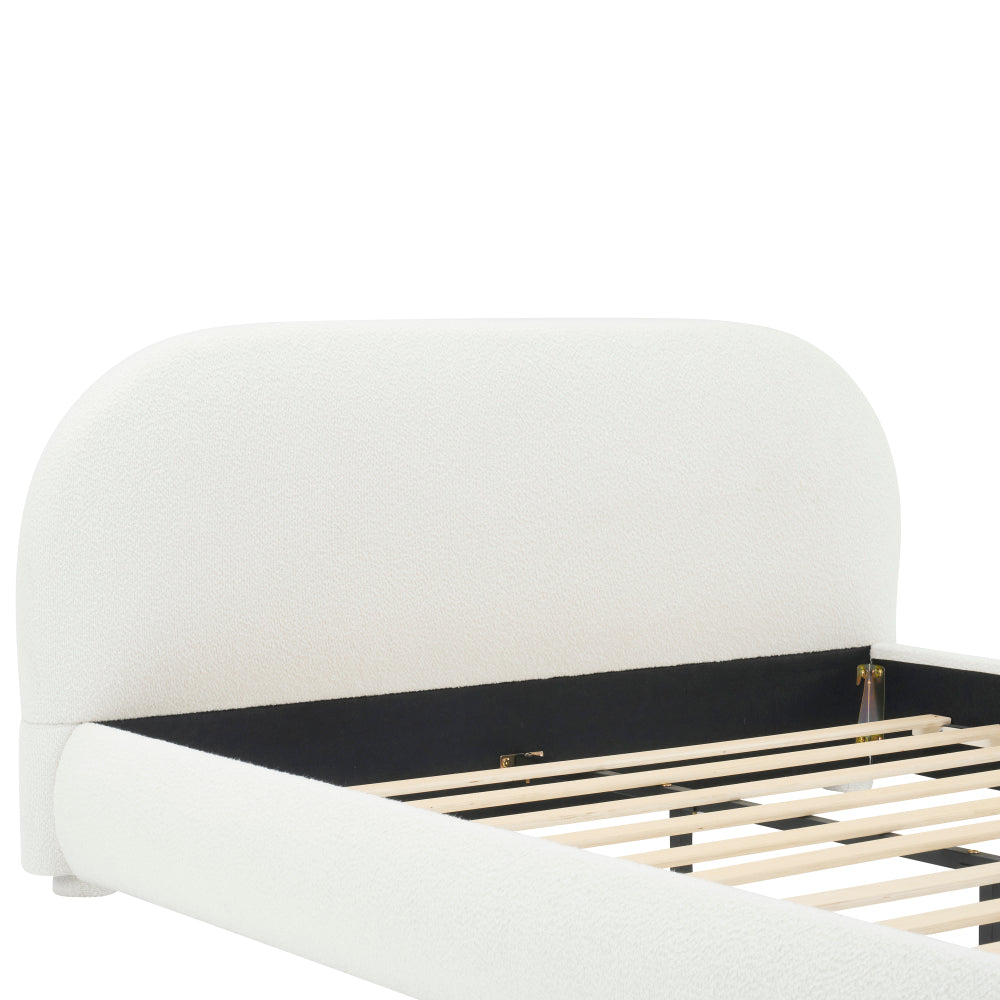 Boucle Upholstered Platform Bed