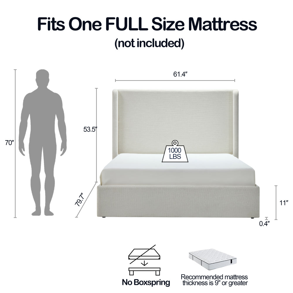 Upholstered Wingback Platform Bed