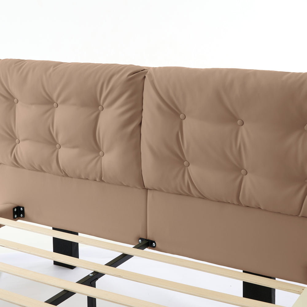 PU Leather Floating Platform Bed