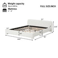 White Boucle Upholstered Low Profile Platform Bed