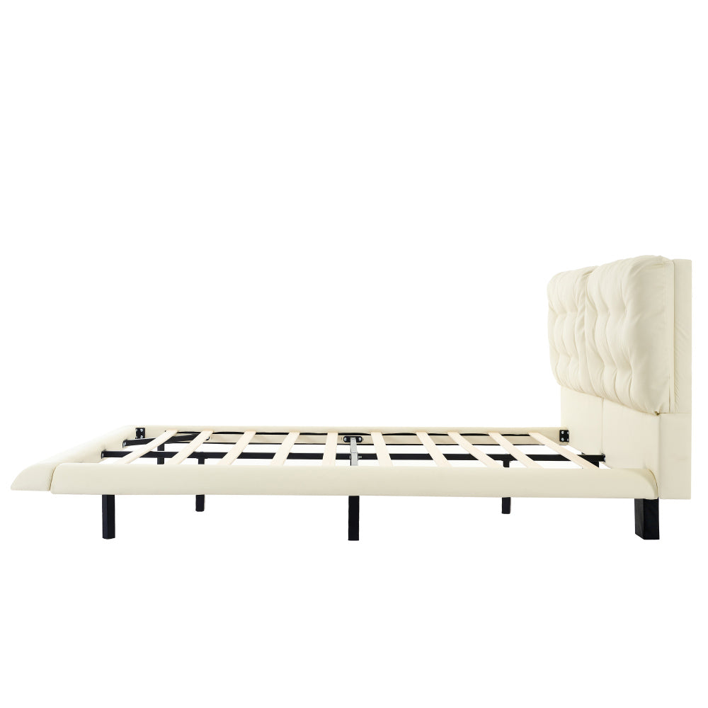 PU Leather Floating Platform Bed