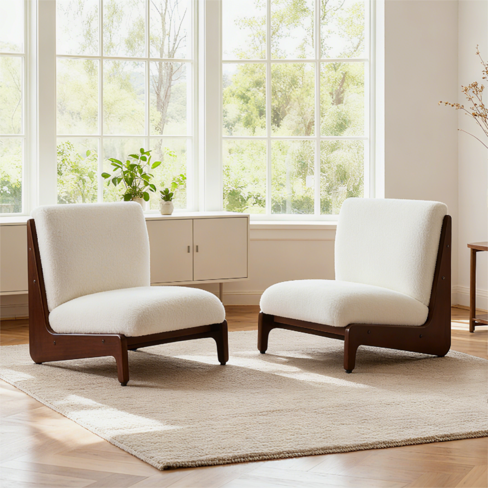 Scott Living Moda Accent Chair White with Walnut