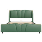 PU Leather Wingback Platform Bed