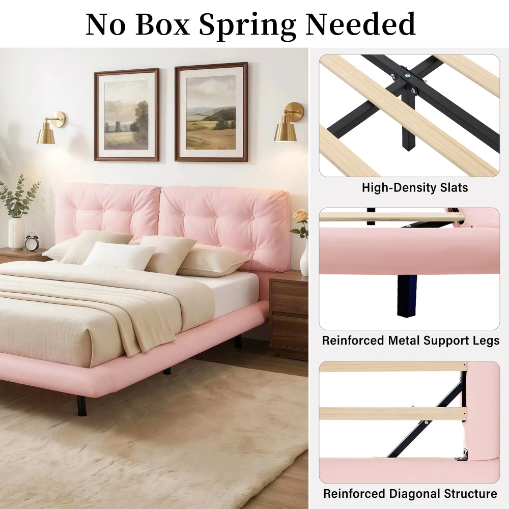 PU Leather Floating Platform Bed