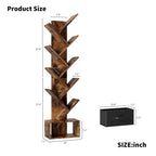 9 Tier Tree Bookshelf with Drawer Bookcase