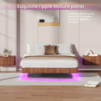 Oak King Floating Bed Frame with LED Lights