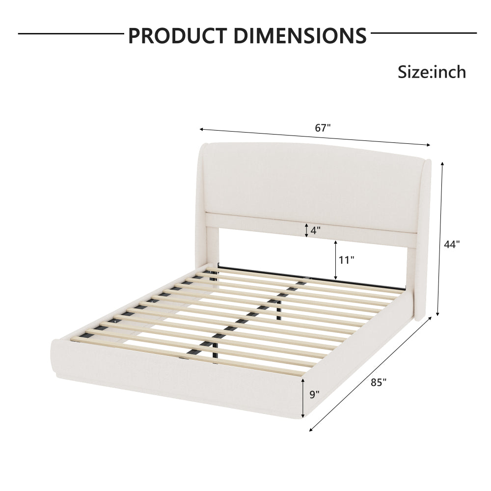 Linen Upholstered Platform Bed