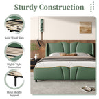 PU Leather Wingback Platform Bed