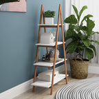 Solid bamboo wood oxford "A" frame ladder display