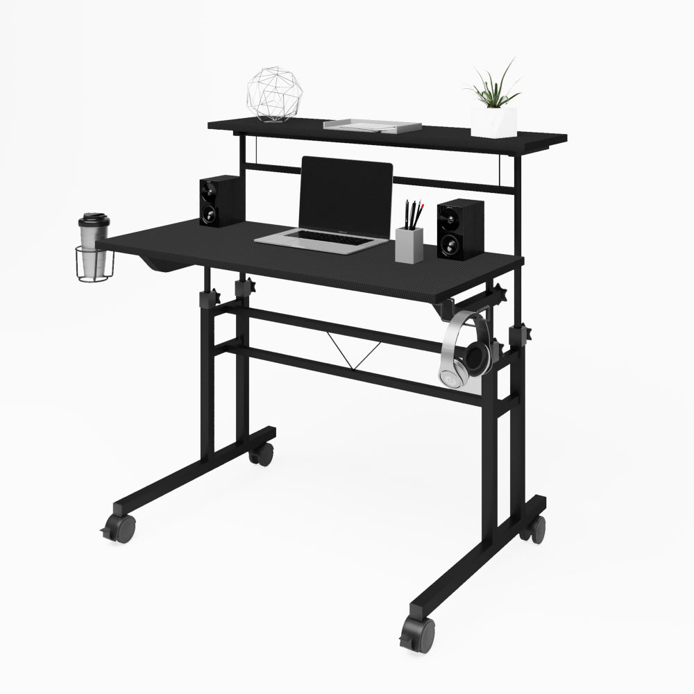 Rolling Writing Desk with Height-Adjustable