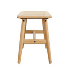 Woven Design Natural Oak Wood Dining Bench Bed