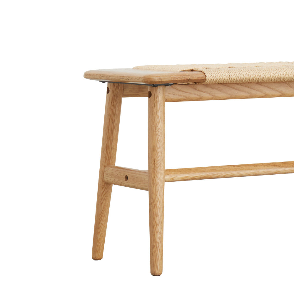 Woven Design Natural Oak Wood Dining Bench Bed