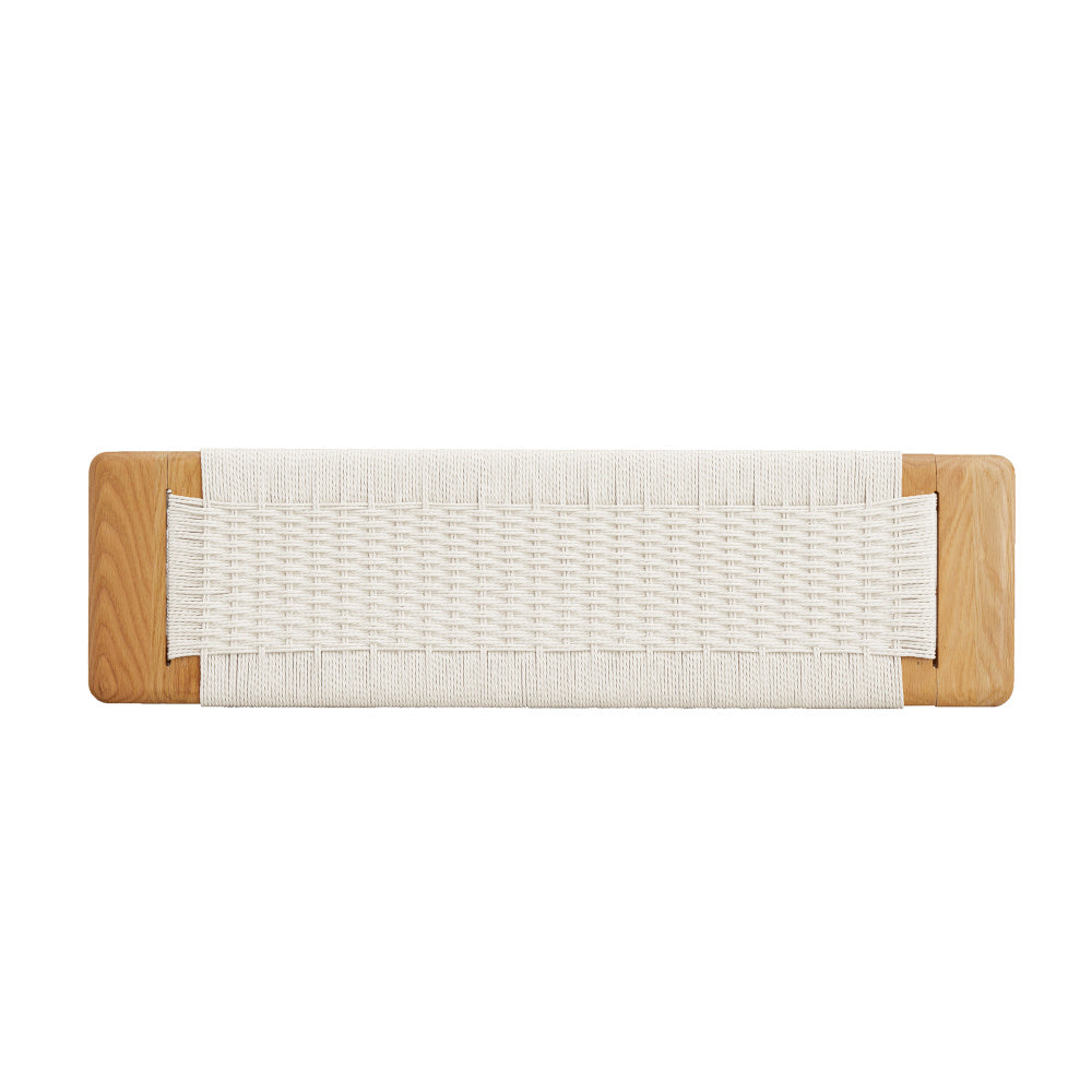 Woven Design Natural Oak Wood Dining Bench Bed