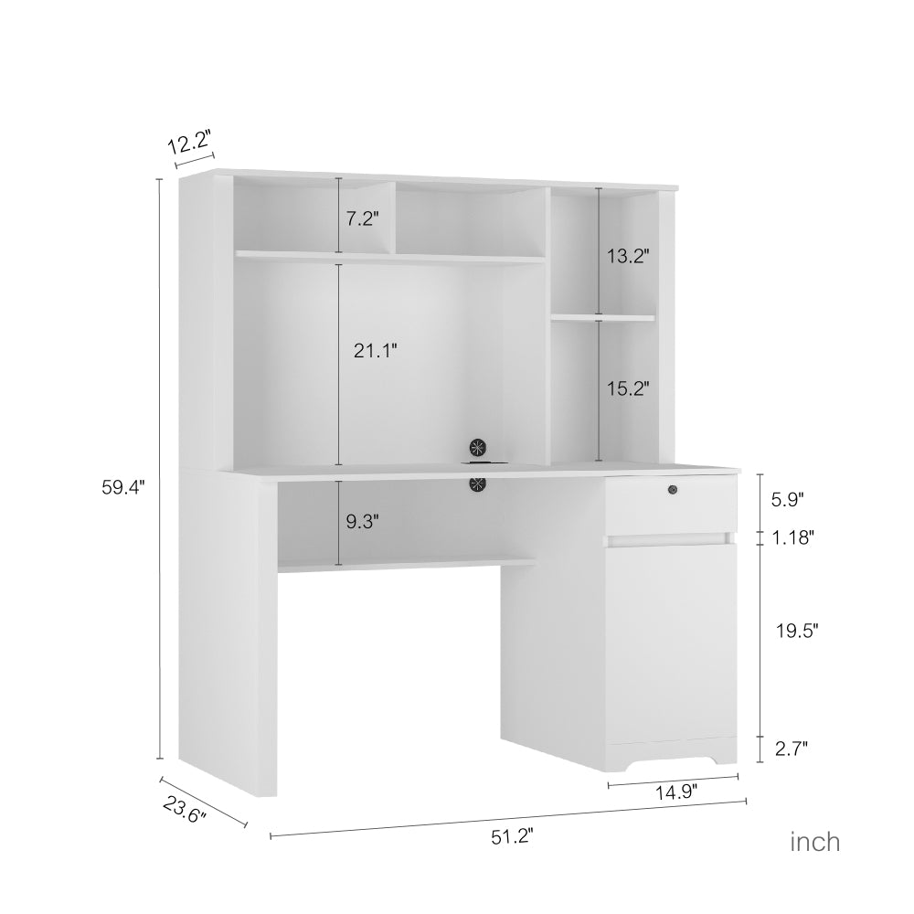 Computer Desk with Hutch & Bookshelf