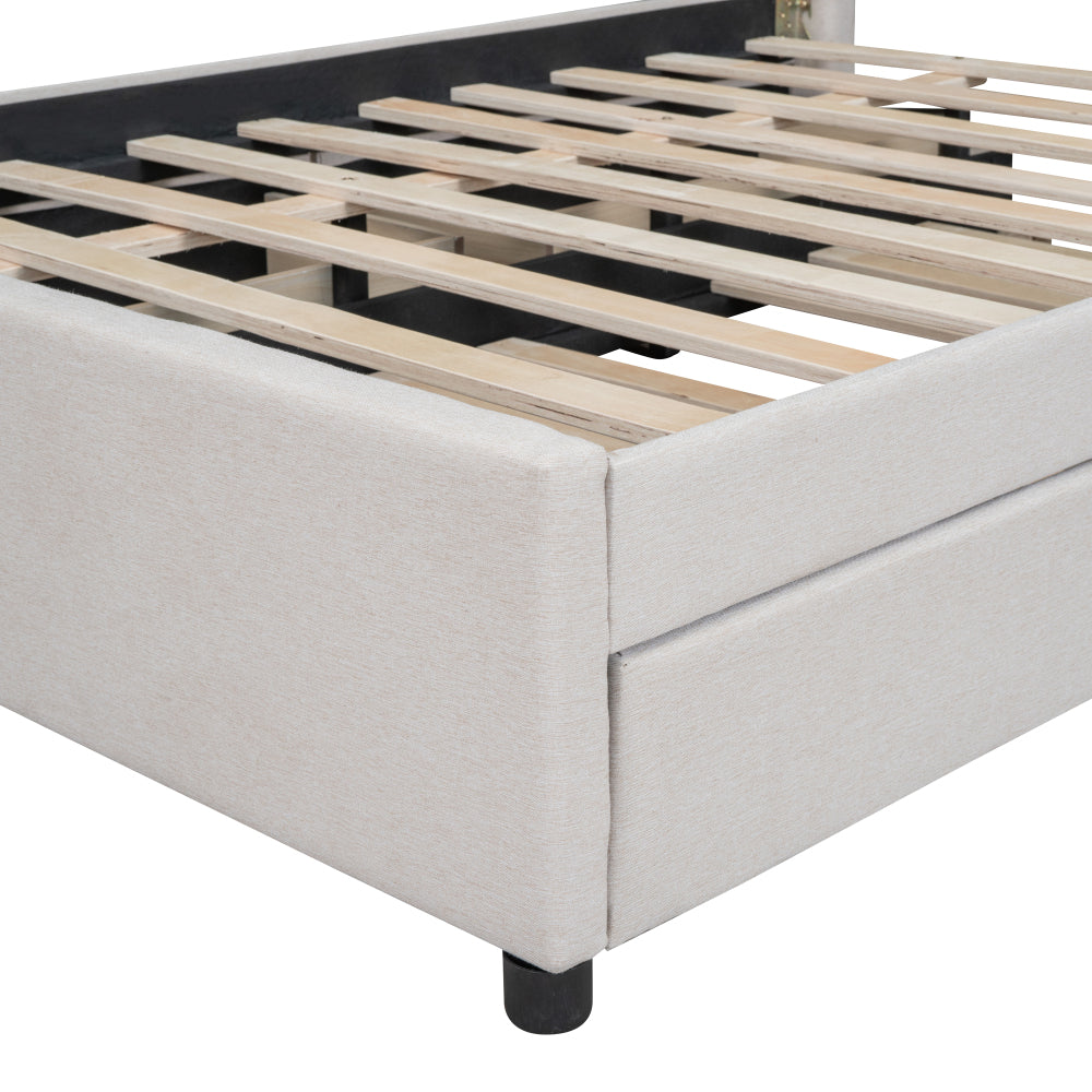 Upholstered Platform Bed with 2 Storage Drawers