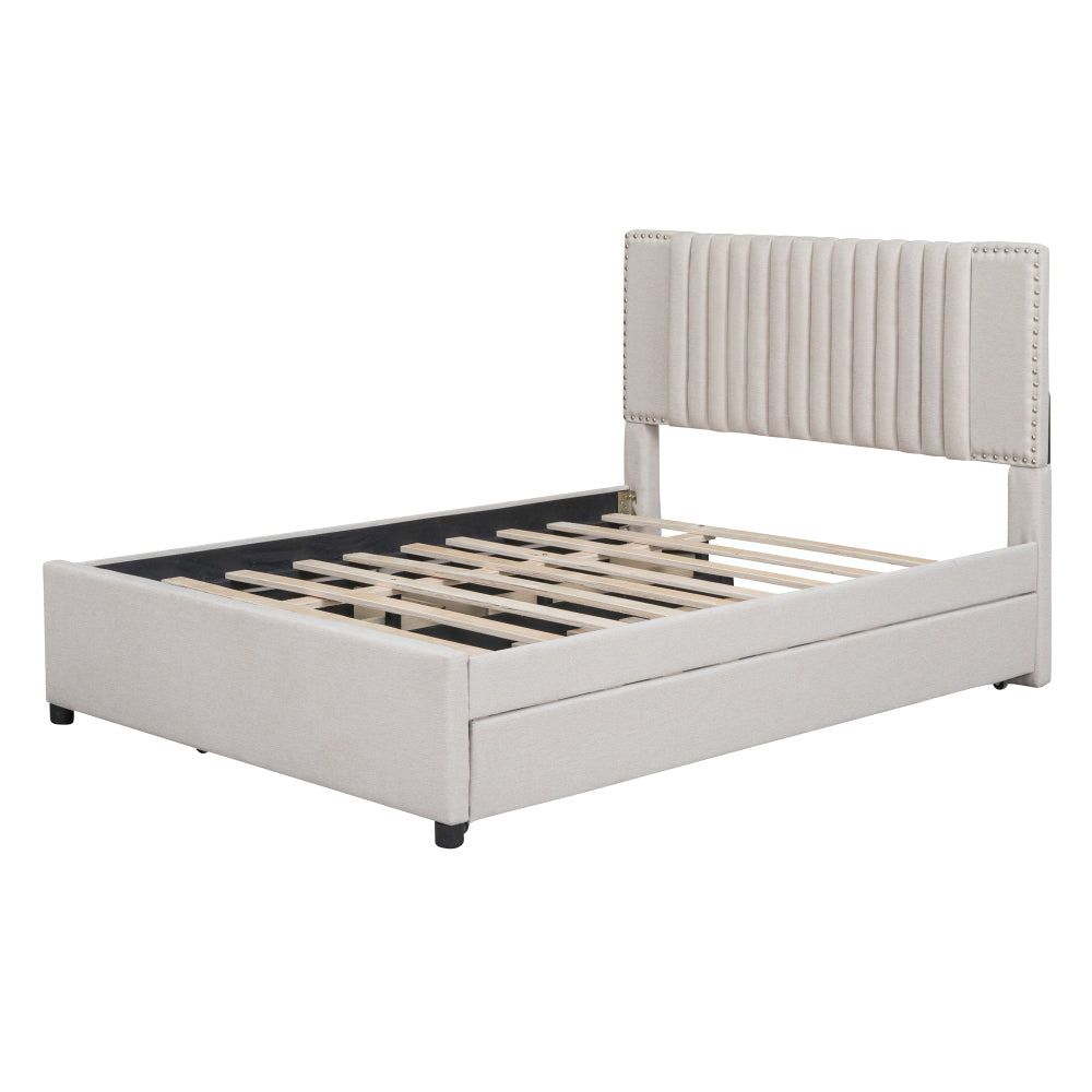 Upholstered Platform Bed with 2 Storage Drawers