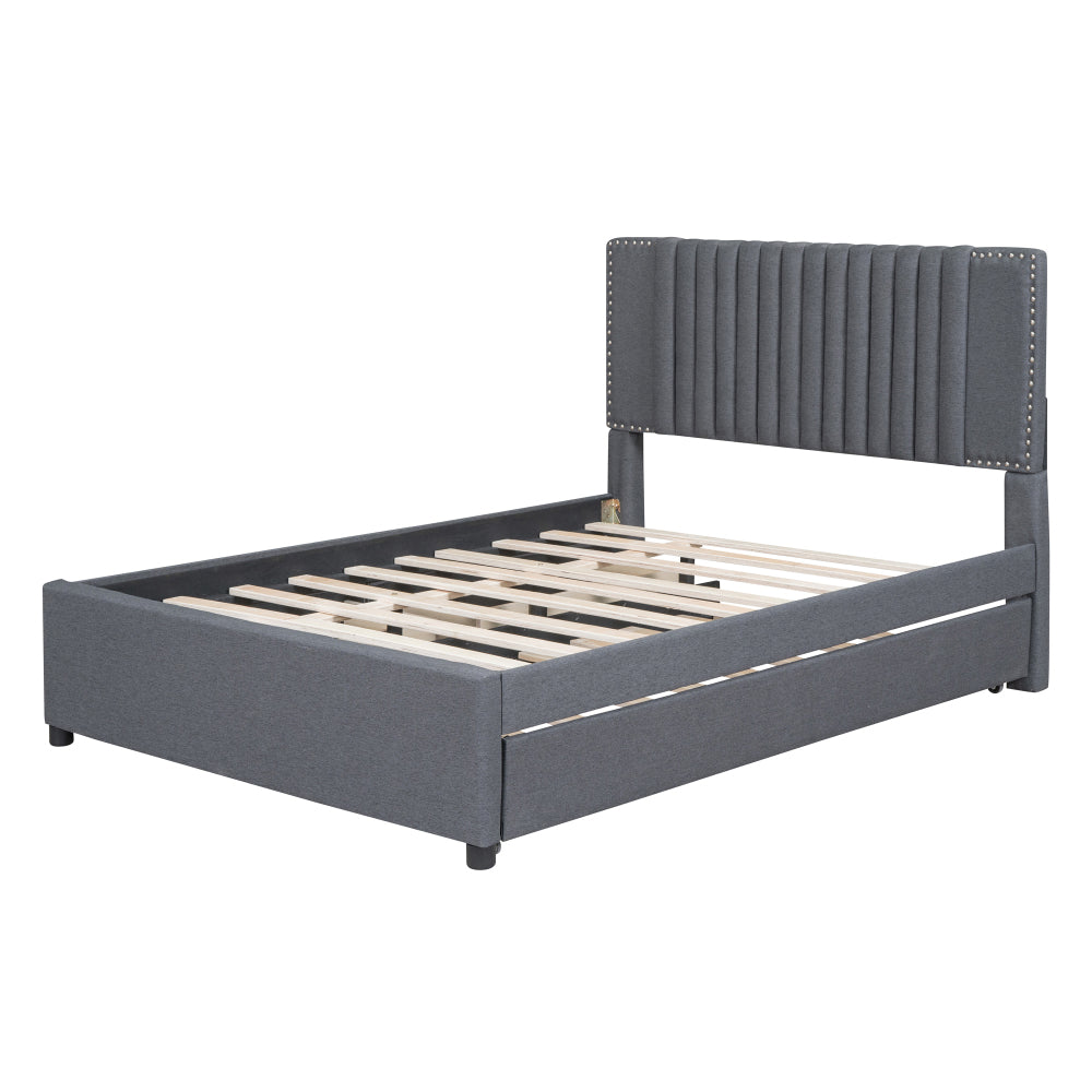 Upholstered Platform Bed with 2 Storage Drawers