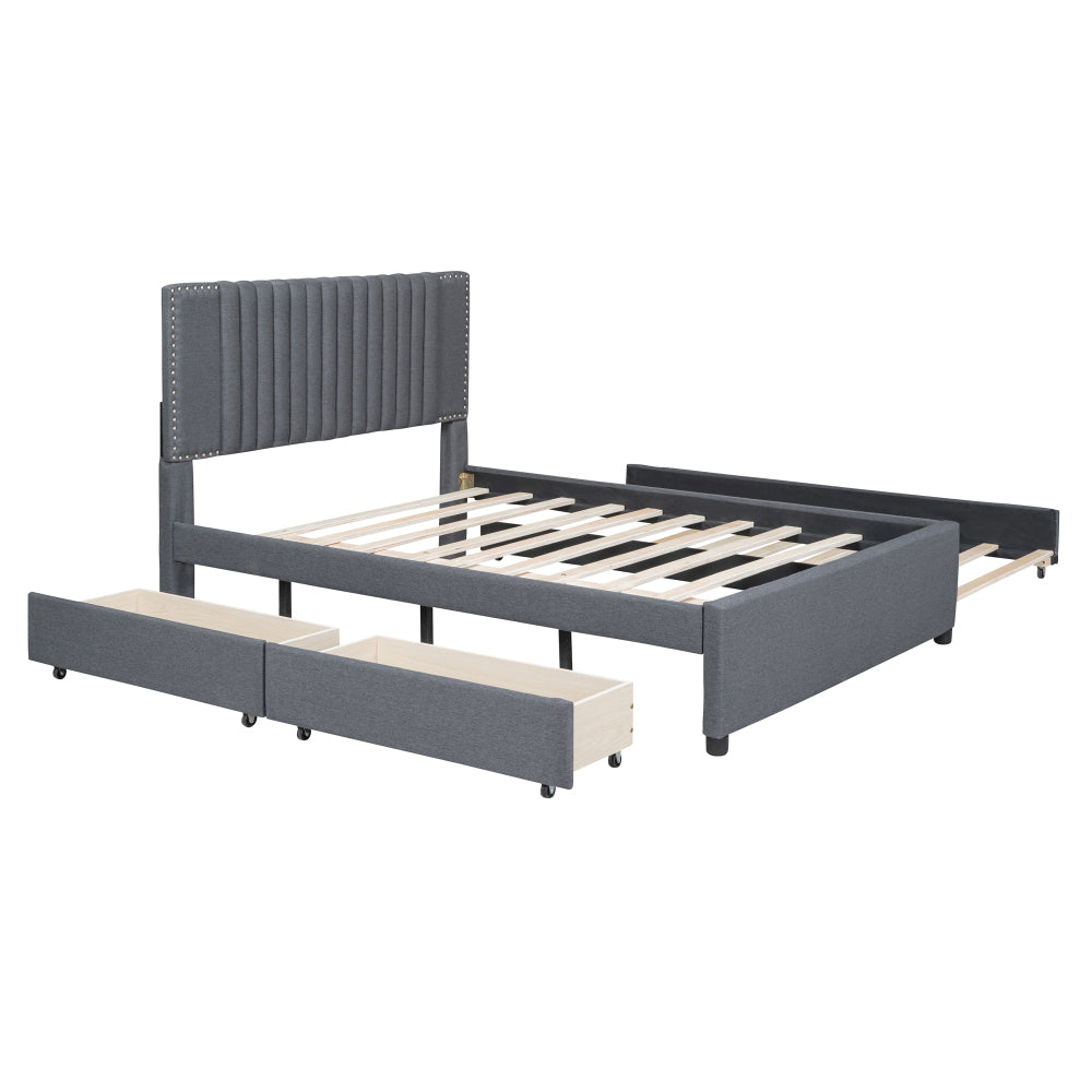 Upholstered Platform Bed with 2 Storage Drawers