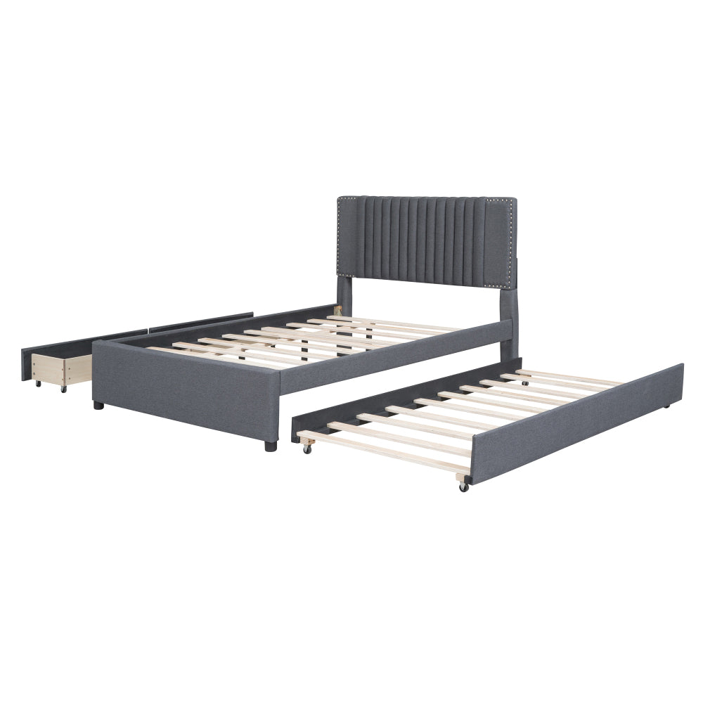 Upholstered Platform Bed with 2 Storage Drawers