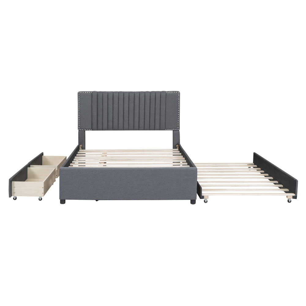 Upholstered Platform Bed with 2 Storage Drawers