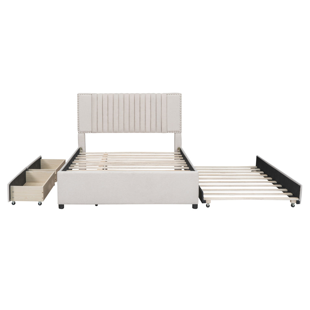 Upholstered Platform Bed with 2 Storage Drawers