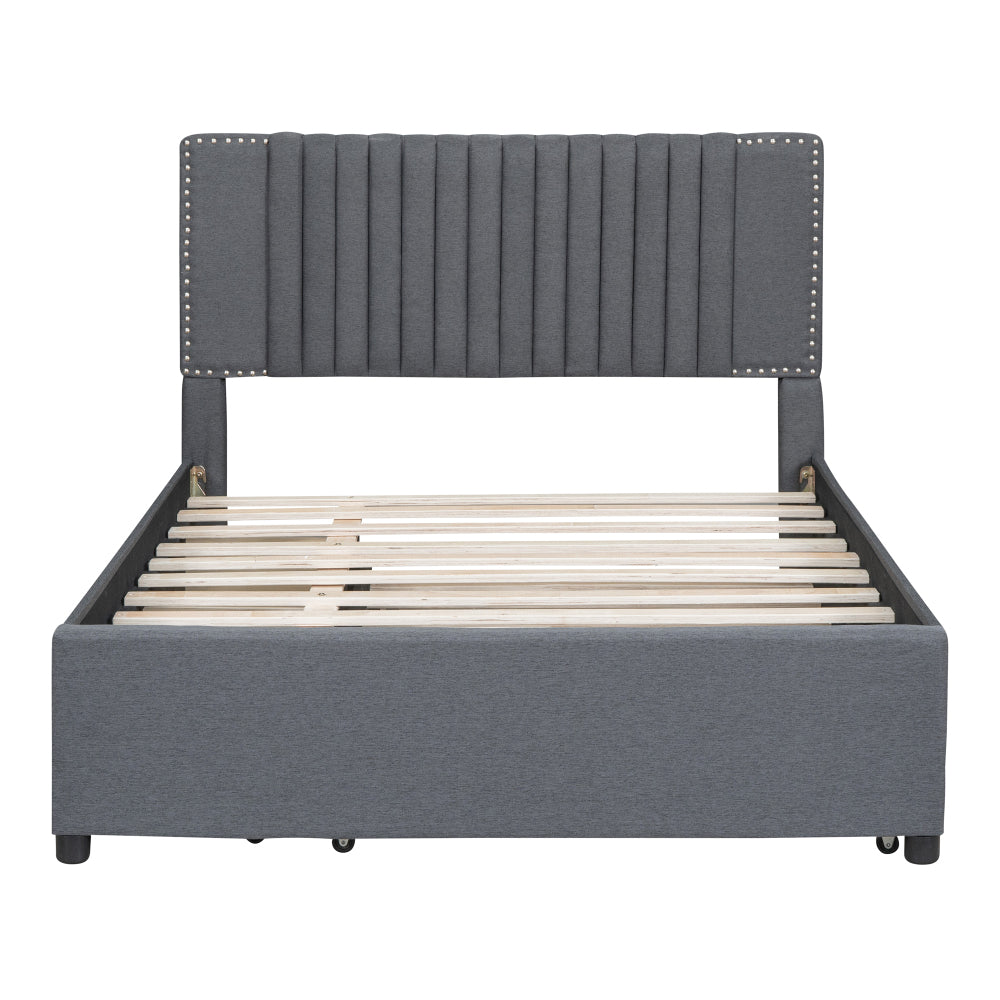 Upholstered Platform Bed with 2 Storage Drawers