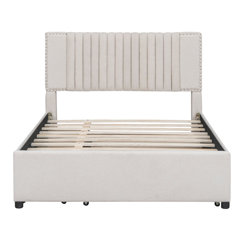 Upholstered Platform Bed with 2 Storage Drawers