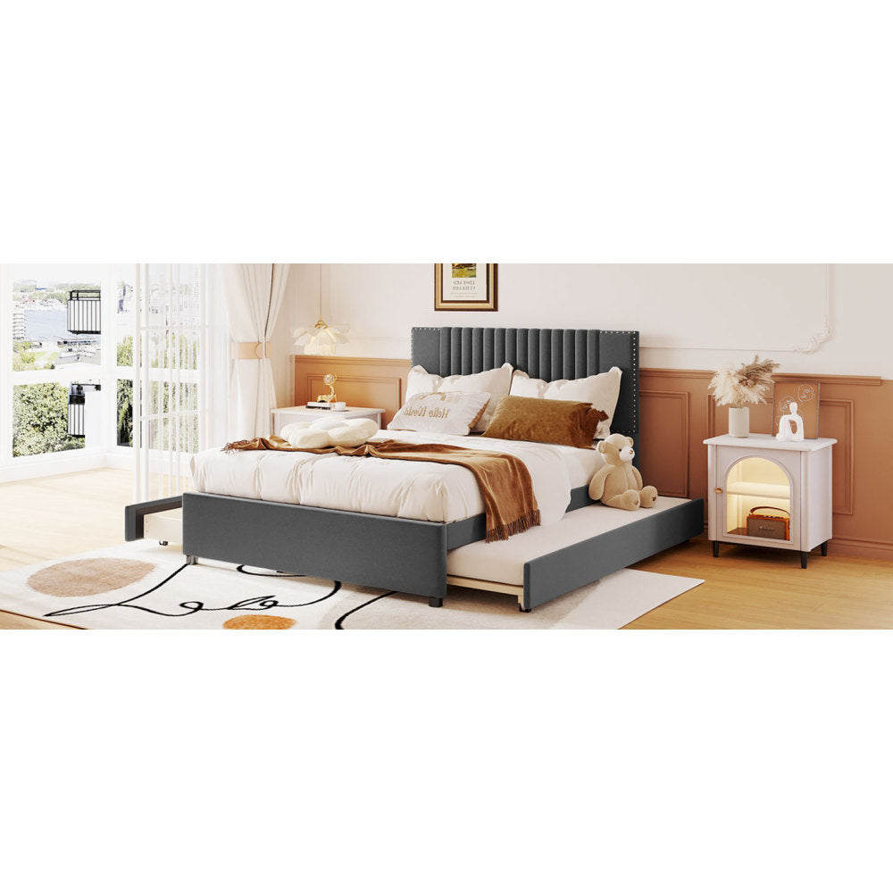 Upholstered Platform Bed with 2 Storage Drawers