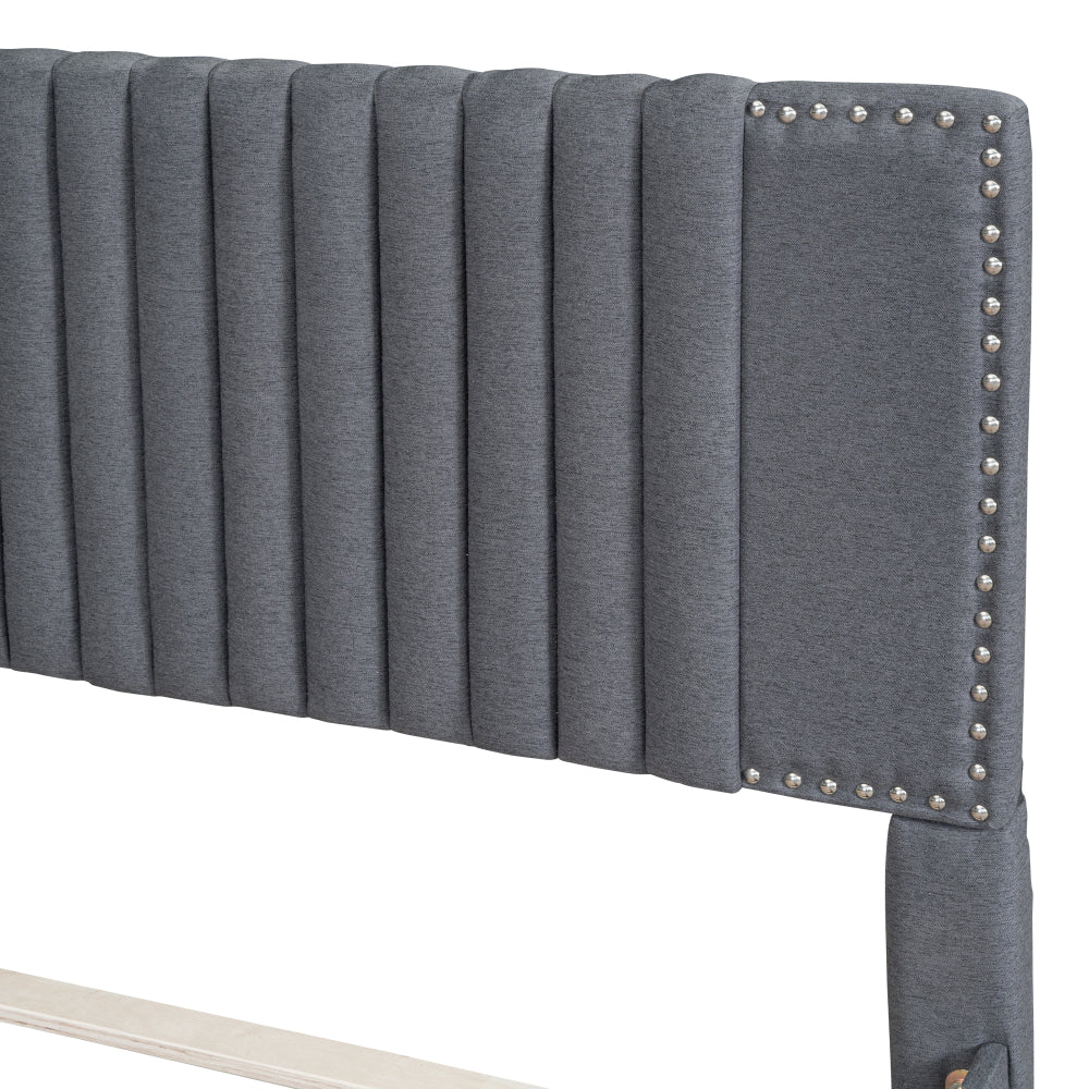 Upholstered Platform Bed with 2 Storage Drawers