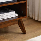 59 Inch Mid Century Modern Rattan TV Stand for 65