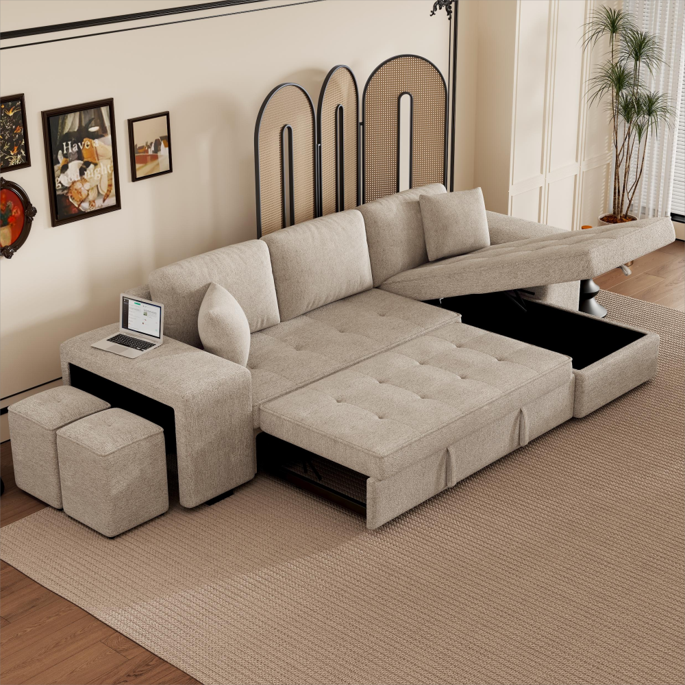 104.5" Modern L-Shape 3 Seat Reversible Sectional