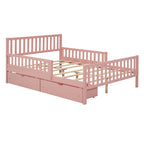 Wood Platform Bed with Guardrails on Both Sides