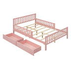 Wood Platform Bed with Guardrails on Both Sides