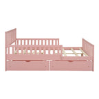 Wood Platform Bed with Guardrails on Both Sides