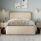 Upholstered Platform Bed with 4 Storage Drawers
