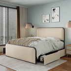 Upholstered Platform Bed with 4 Storage Drawers